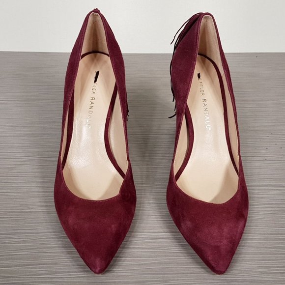 Loeffler Randall Pari Kid-Suede Fringe Dress Pump Maroon, Womens size 6 B - Picture 2 of 7